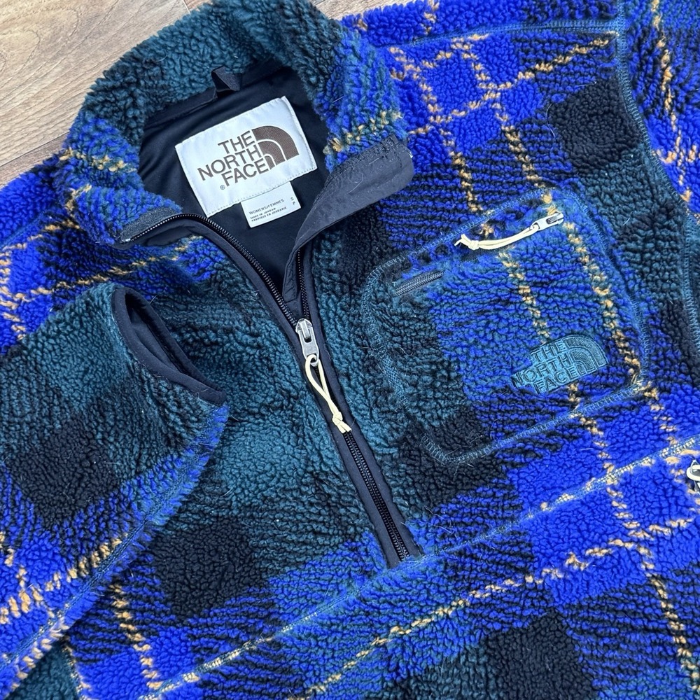 The North Face Womens Jacquard Extreme Pile Half Zip Pullover Size S Sherpa